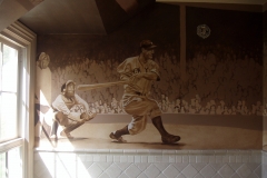 sepia toned baseball mural